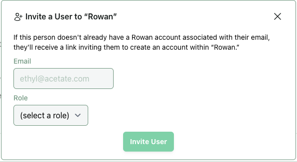 A screenshot of the invite modal.