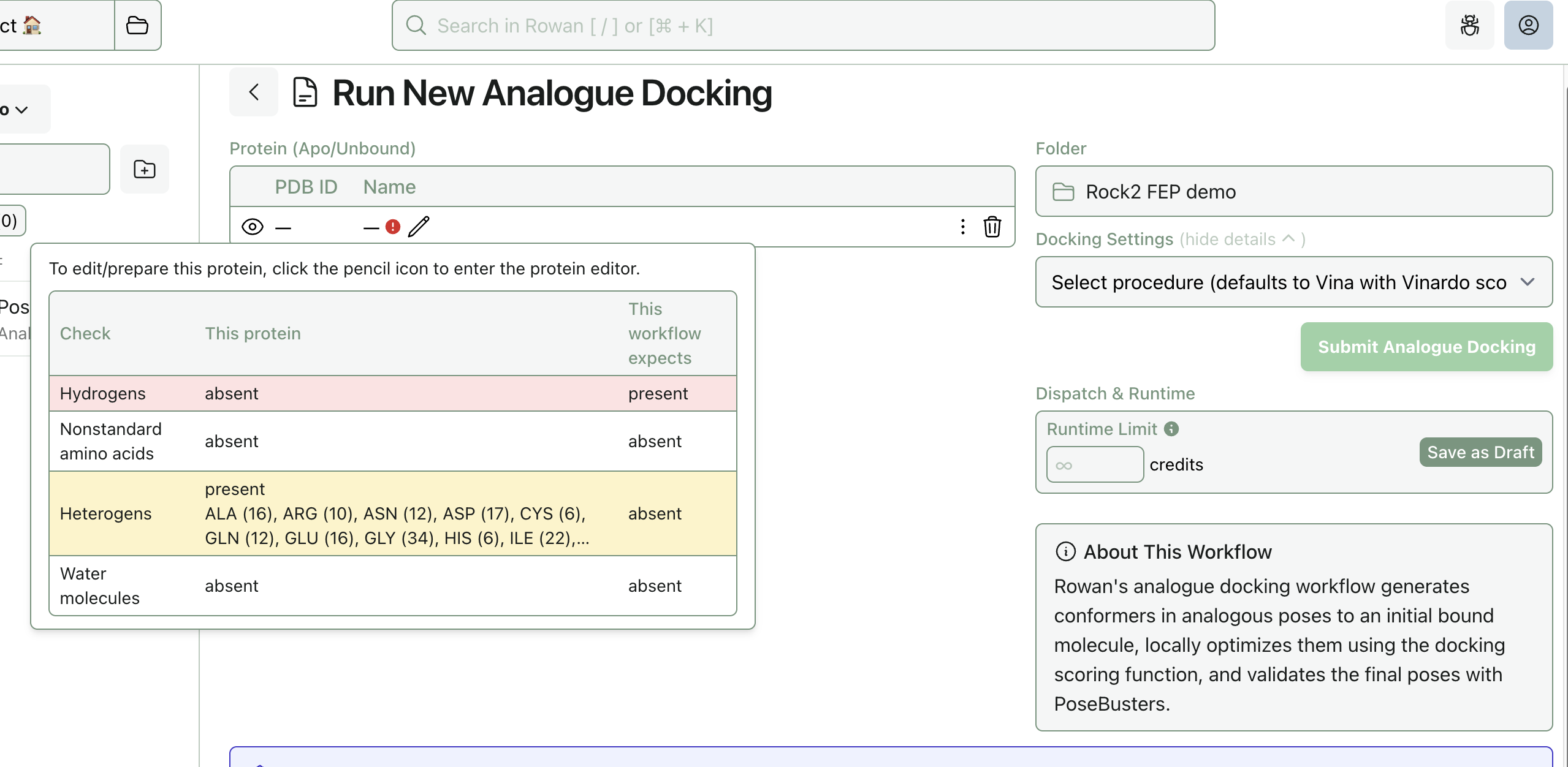 A screenshot of selecting to share a workflow on Rowan.