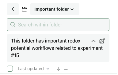 A folder with its notes showing in the folder sidebar