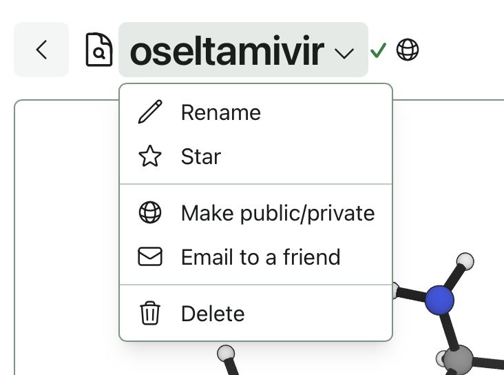 A screenshot of selecting to share a calculation on Rowan.