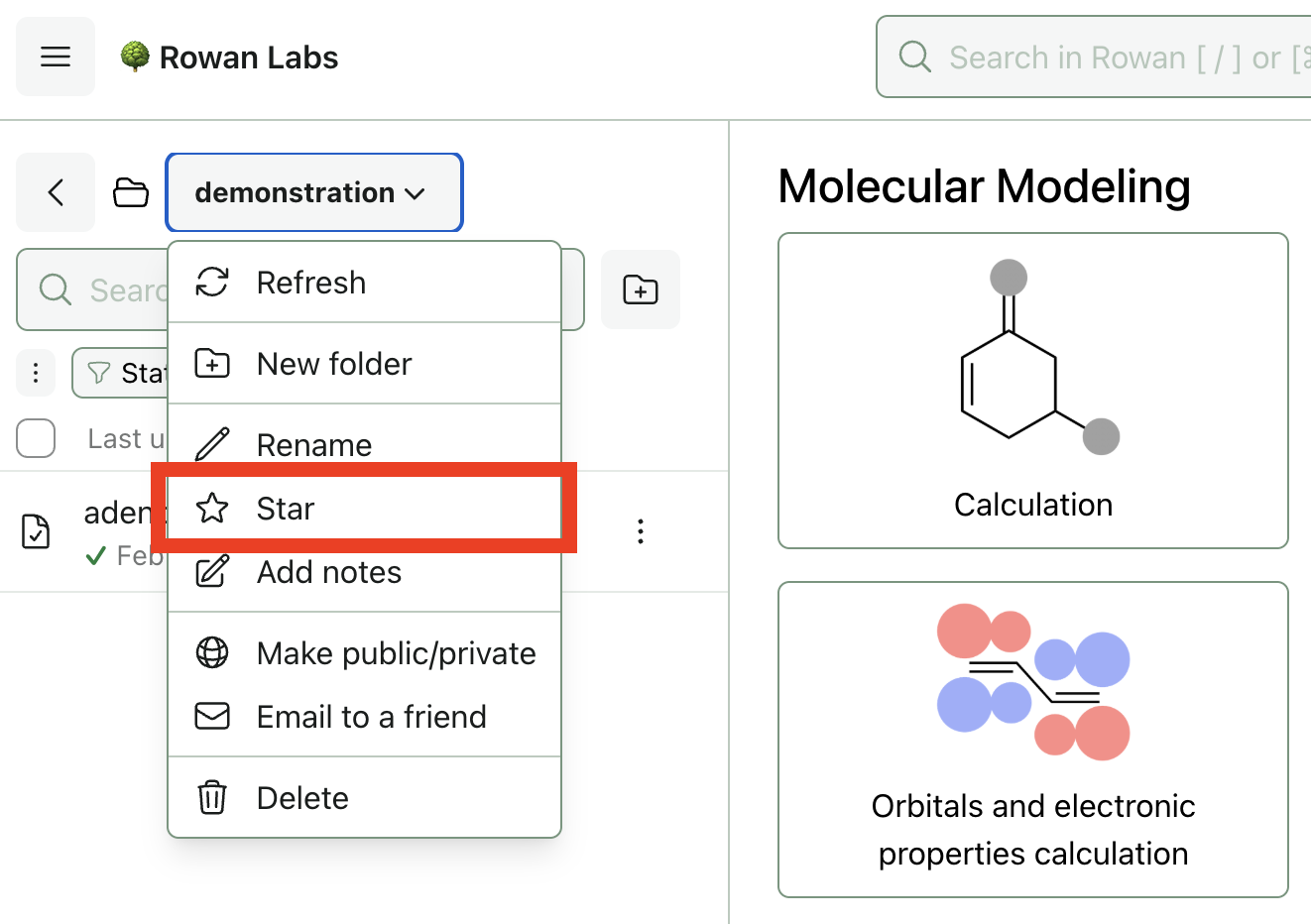 Star the folder you're inside