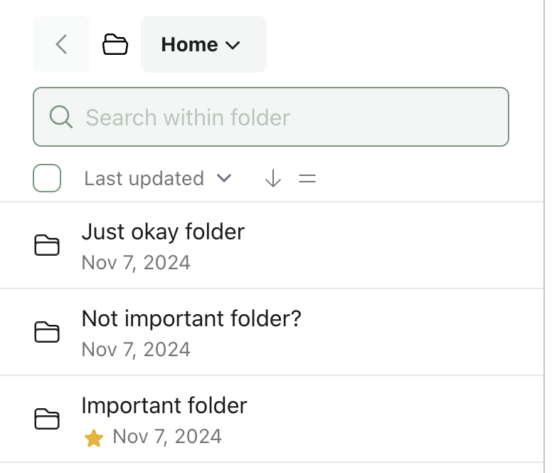 A screenshot of a starred folder in the sidebar.